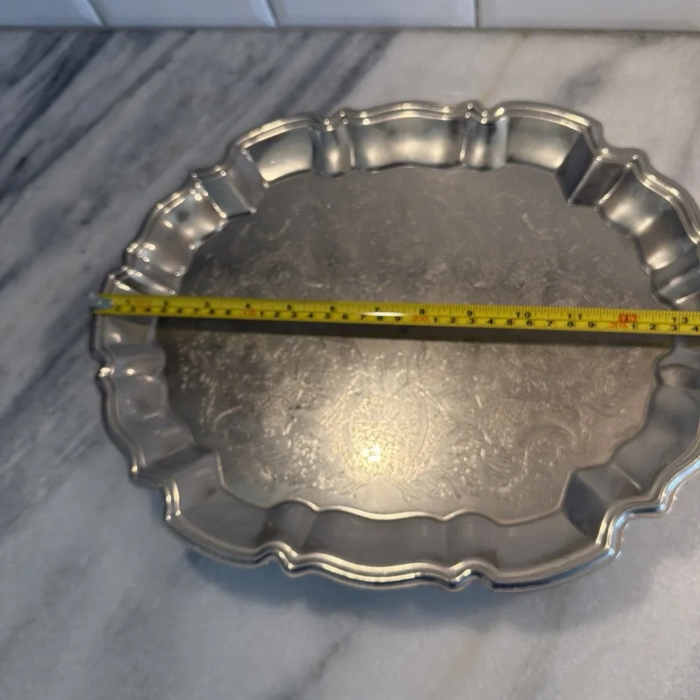 Vtg Leonard Silver Plate Footed Serving Tray Vanity Display 14